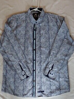 English Laundry Navy and White Textured Print Button-Down Shirt